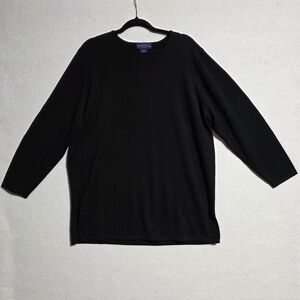 CHARTER CLUB 100% MERINO WOOL SQUARE NECK BLACK SWEATER SZ 2X